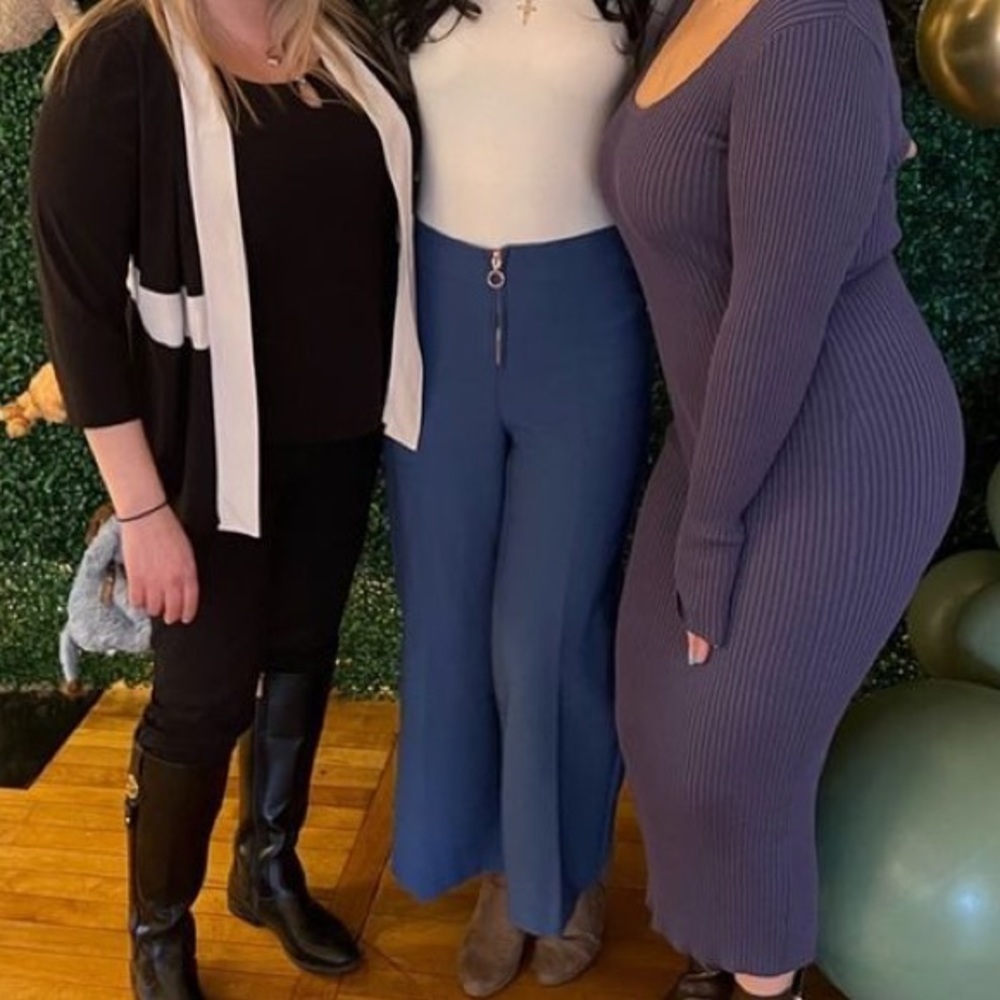 High waisted blue pants